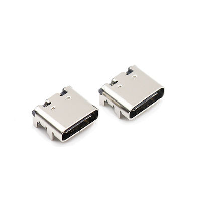 Dört Ayak Dip 16 toplu iğneli USB 3.1 Tip C Konnektörler Dişi Bağlantı Noktası SMT 10000 Döngü