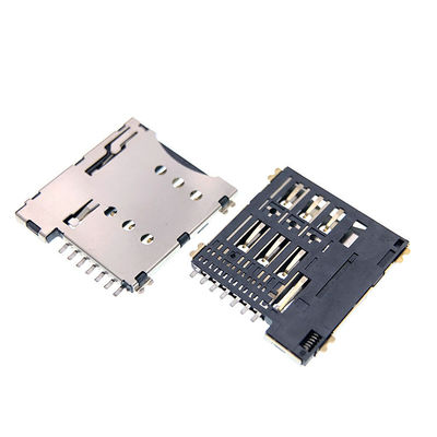 İtmeli Çekme Tipi Mikro 7p SIM Kart Soket Konnektörü PCB için 1.35mm Yükseklik