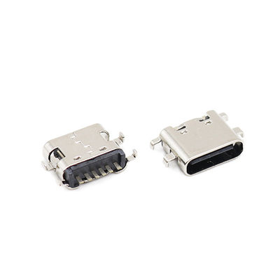 6 toplu iğneli USB C Tipi Konnektörler Soket PCB Batan Plaka Dişi 0.8MM 3.1mm