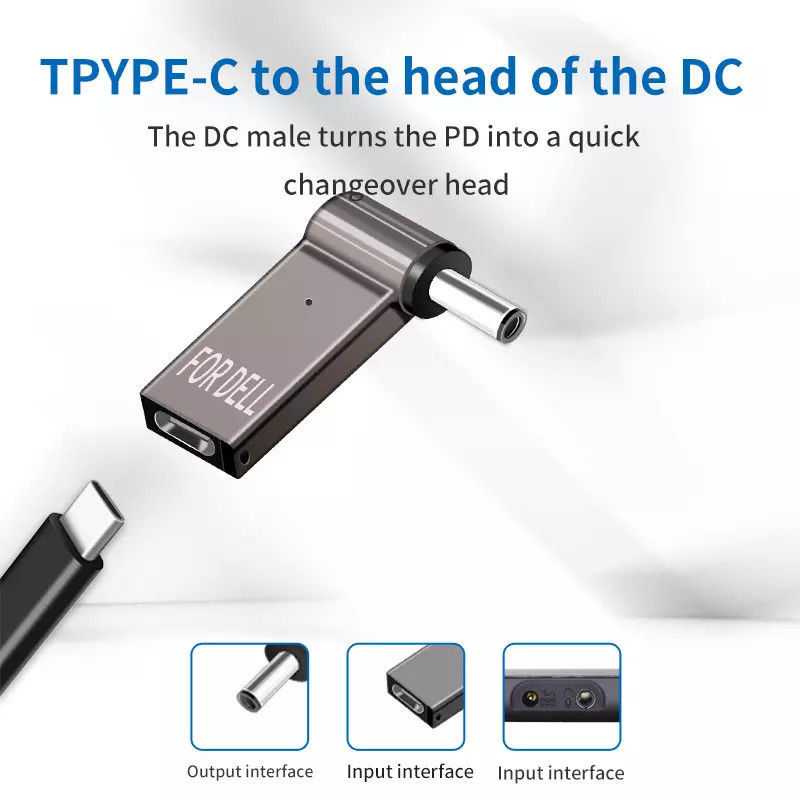 100w Fiş Adaptörü Tip C Video Yuvarlak Hızlı Şarj Erkek 18.5v - 20v