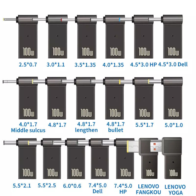 100w Fiş Adaptörü Tip C Video Yuvarlak Hızlı Şarj Erkek 18.5v - 20v