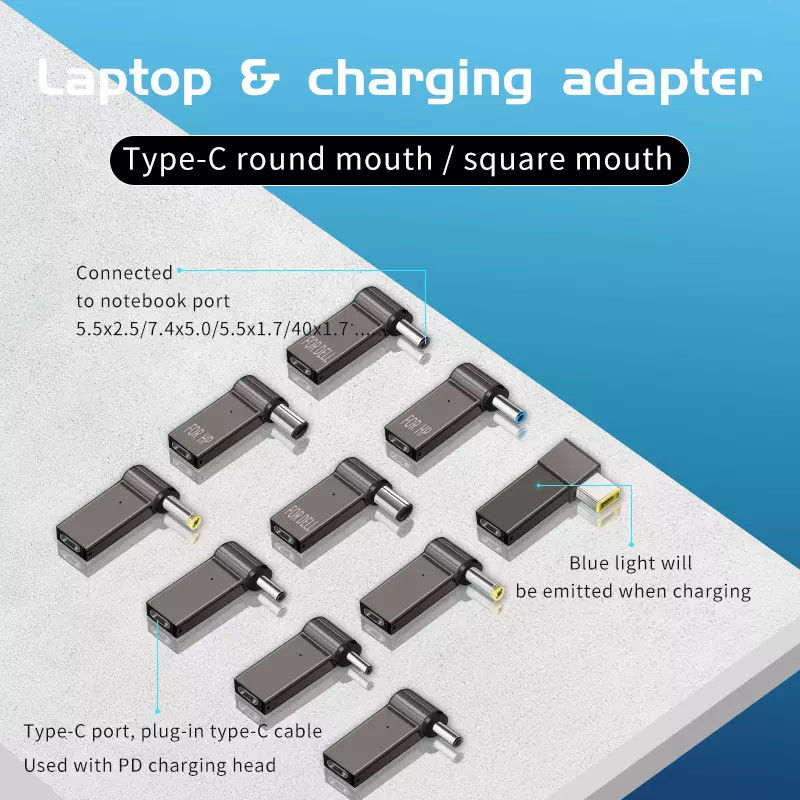 100w Fiş Adaptörü Tip C Video Yuvarlak Hızlı Şarj Erkek 18.5v - 20v