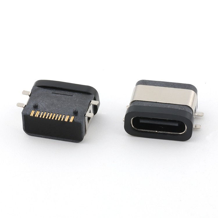 USB 16 pin Su geçirmez IPX8 Tip C Kadın Bağlantı SMT AC DC 5V Değerlendirilmiş Voltaj