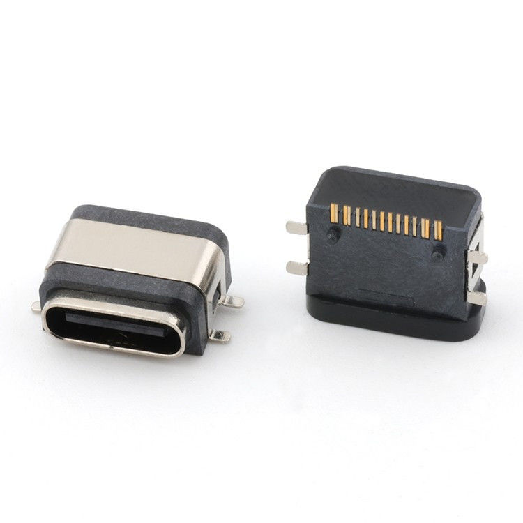 USB 16 pin Su geçirmez IPX8 Tip C Kadın Bağlantı SMT AC DC 5V Değerlendirilmiş Voltaj