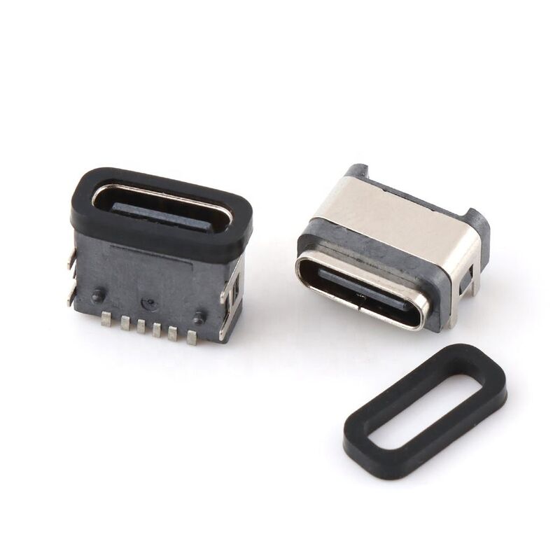Su geçirmez dip USB bağlantısı 6pin kadın sağ açılı su geçirmez tip-c bağlantısı