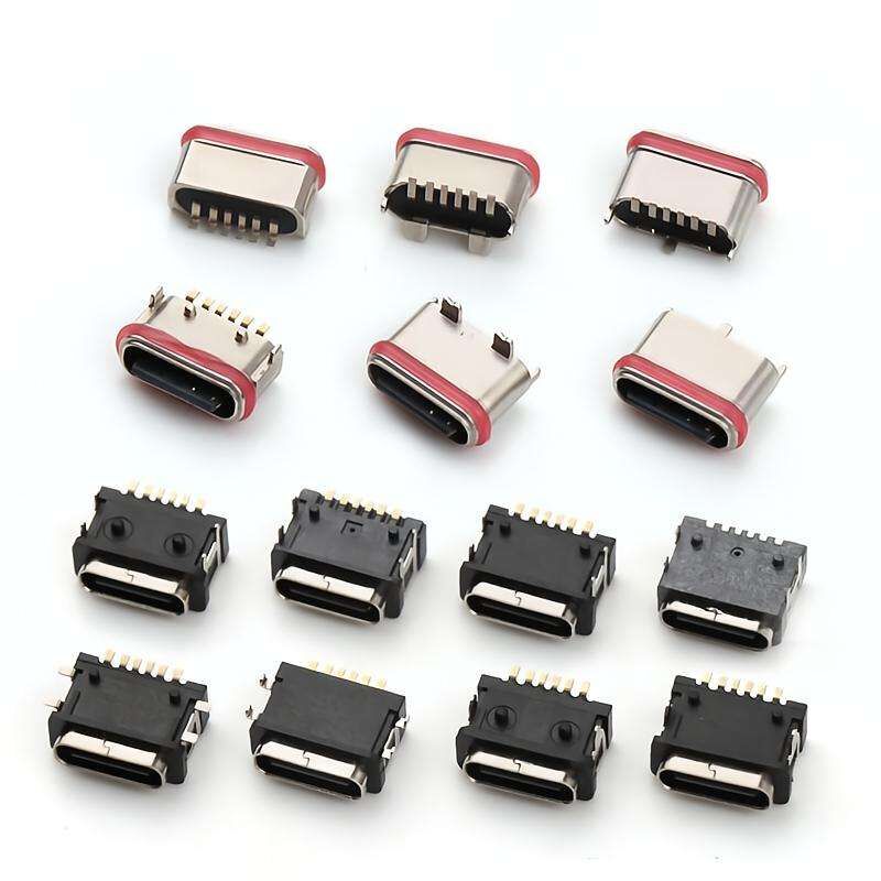 Su Geçirmez Bakır USB Tip C 6 Pin Dişi Konnektör Veri Aktarım Kablosu, 3A Maksimum Akım ve 30V
