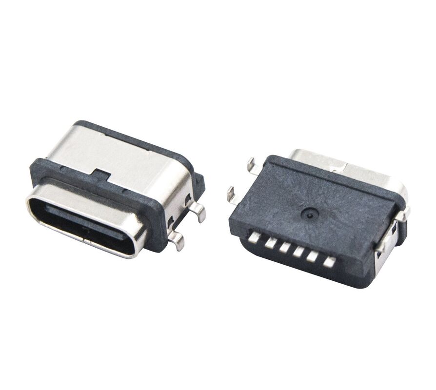 Su Geçirmez Bakır USB Tip C 6 Pin Dişi Konnektör Veri Aktarım Kablosu, 3A Maksimum Akım ve 30V
