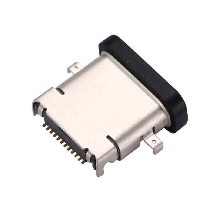Su Geçirmez USB 3.1 Tip C 24 Pin Dişi Konnektör Yatay SMT DIP Montaj Batırma Plakası USB Soketi