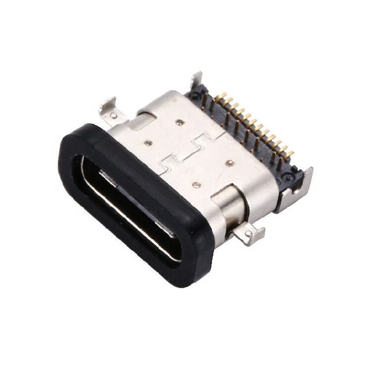 Su Geçirmez USB 3.1 Tip C 24 Pin Dişi Konnektör Yatay SMT DIP Montaj Batırma Plakası USB Soketi