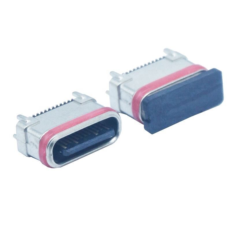Su geçirmez SMD Dikey Çinko Toz Metallurjisi 24Pin Kadın Tip-C Bağlantısı USB Şarj Portı Plug