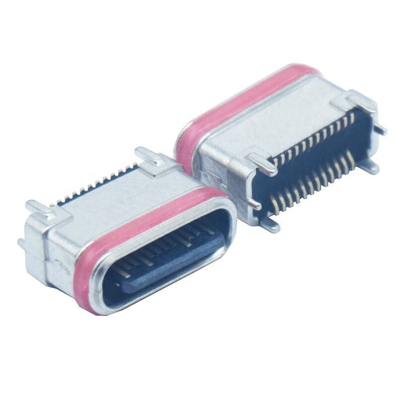 Su geçirmez SMD Dikey Çinko Toz Metallurjisi 24Pin Kadın Tip-C Bağlantısı USB Şarj Portı Plug