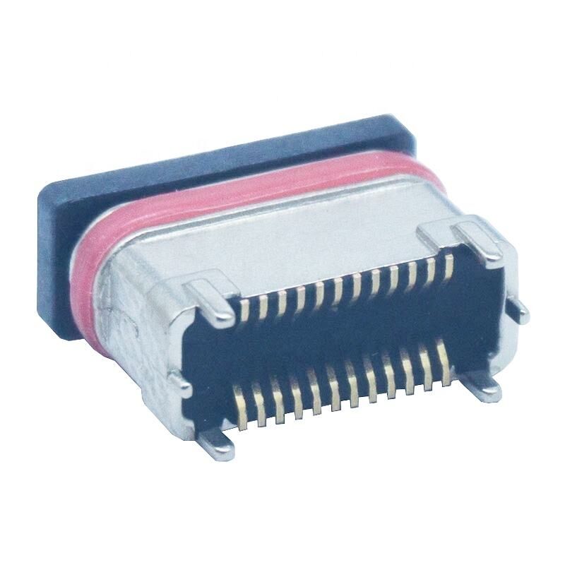 Su geçirmez SMD Dikey Çinko Toz Metallurjisi 24Pin Kadın Tip-C Bağlantısı USB Şarj Portı Plug
