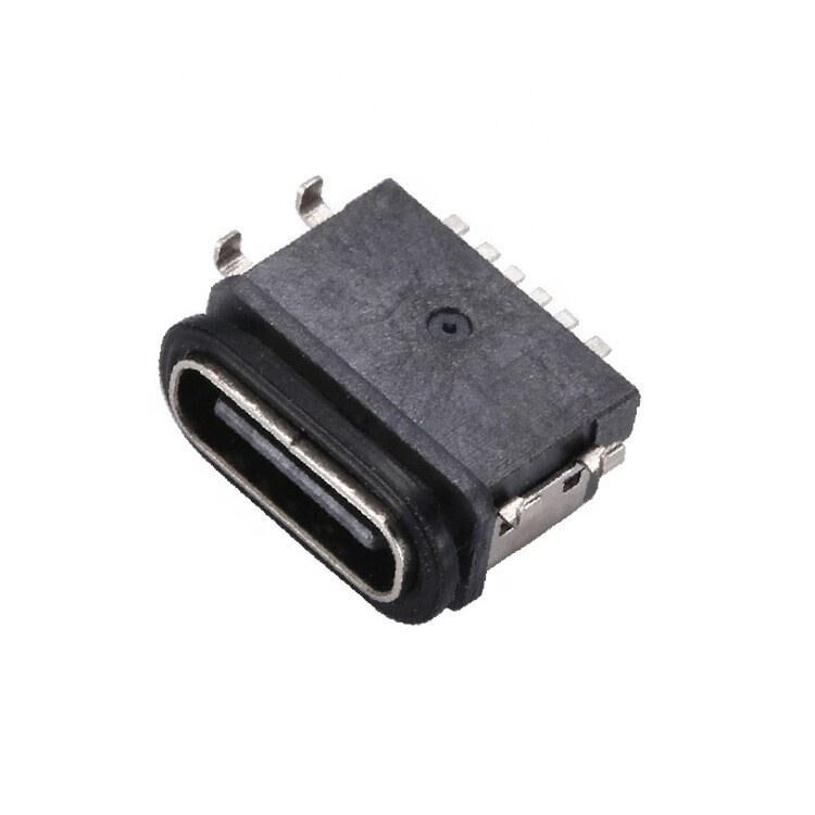 Type C 6-Pin Dişi IPX7 Su Geçirmez USB Konnektör Yatay SMT Montaj Veri Aktarımı