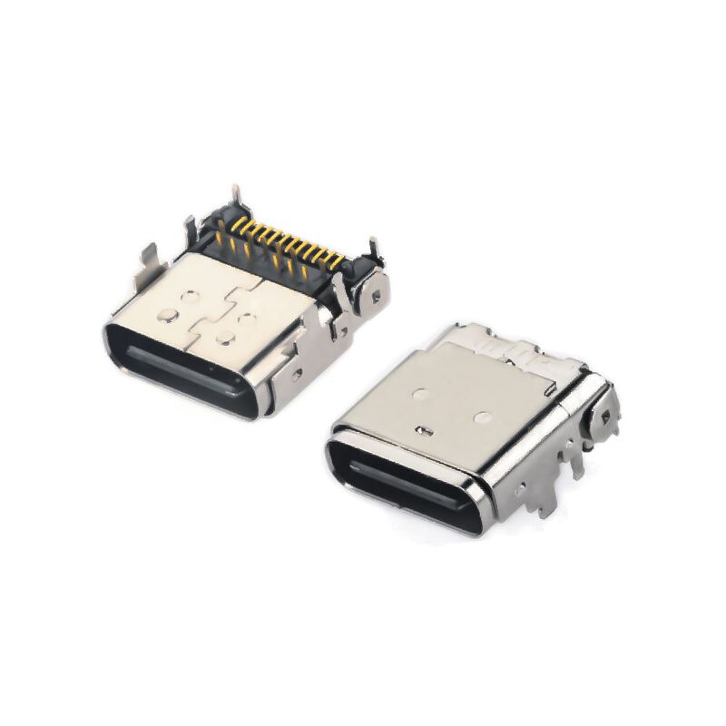 Telefon şarjı ve hızlı veri aktarımı için 24PIN USB 3.1 C Tipi Dişi Hibrit Sağ açılı Alıcı Bağlantısı