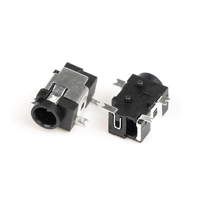 4-Pin SMT SMD 1.3mm Siyah Fosfor Bronz 12V 1A DC Kadın Ses Video Jack Soket Naylon Kontuşu Sağ Köşeli Bağlantılar