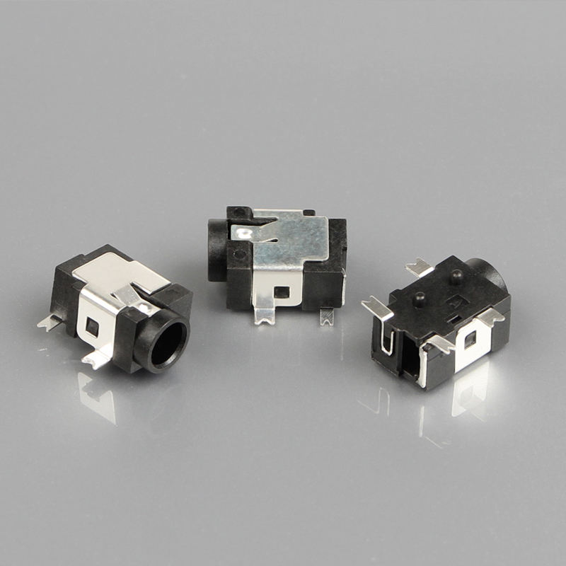 4-Pin SMT SMD 1.3mm Siyah Fosfor Bronz 12V 1A DC Kadın Ses Video Jack Soket Naylon Kontuşu Sağ Köşeli Bağlantılar