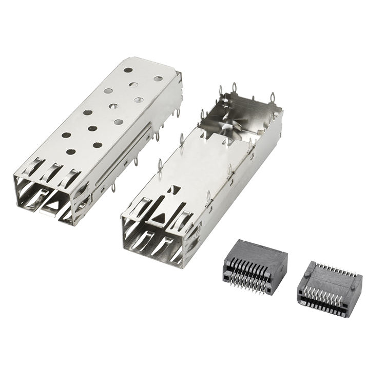 QSFP SFP Kafes 2X2 Port Kafes Işık Borulu XFP CFP Sfp Konnektör Toz Kapağı Fiber Optik Modül Kalkanı
