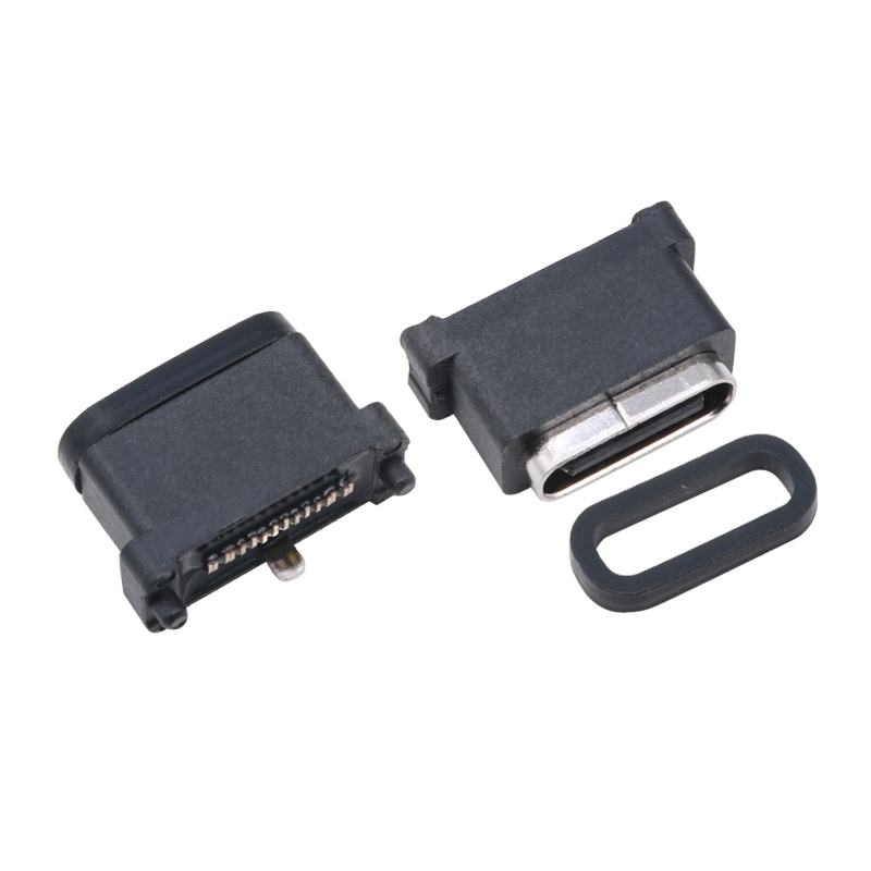 USB 3.2 Tip-C 40 Gbps Su geçirmez U4 Soket 24 Pin SMT DIP PCB Kadın Bağlantı Altın Kaplama Paslanmaz Çelik 5A 100V AC