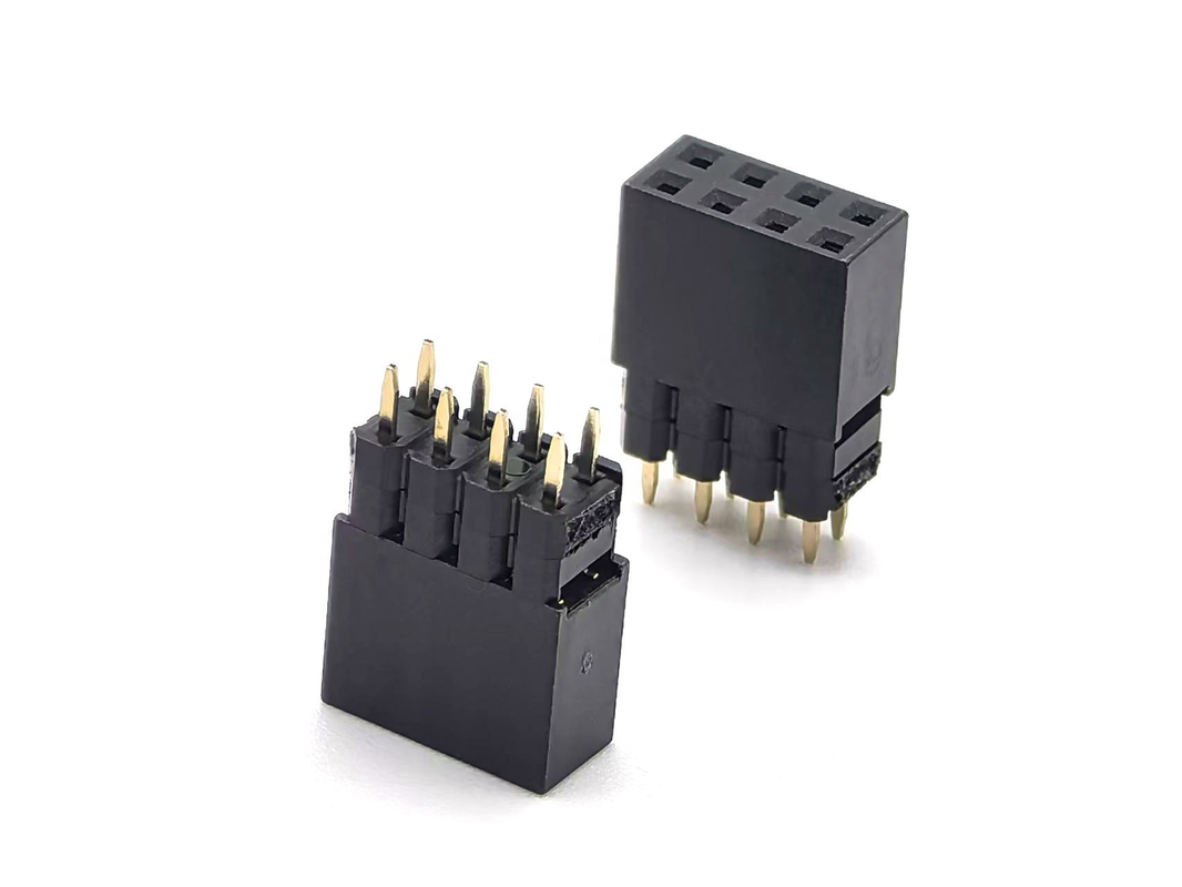 2.54mm Pitch DIN Brass Kadın Başlık Bağlantısı Çift Satır Yığın 2mm H2.0 PCB Naylon 600V 3A H12.5mm 2*4P