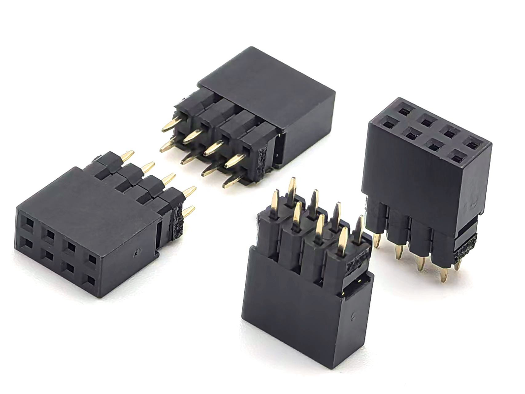 2.54mm Pitch DIN Brass Kadın Başlık Bağlantısı Çift Satır Yığın 2mm H2.0 PCB Naylon 600V 3A H12.5mm 2*4P
