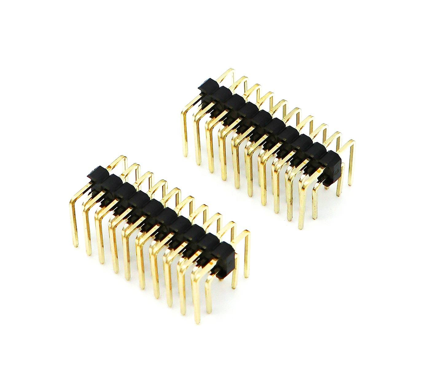 2.54mm Pitch Erkek Pin Header Çift Sıra Dik Açılı PCB Naylon SQ0.64mm H2.5mm 2*1P-2*40P