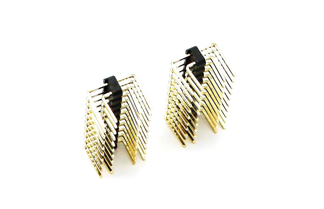2.54mm Pitch Erkek Pin Header Çift Sıra Dik Açılı PCB Naylon SQ0.64mm H2.5mm 2*1P-2*40P