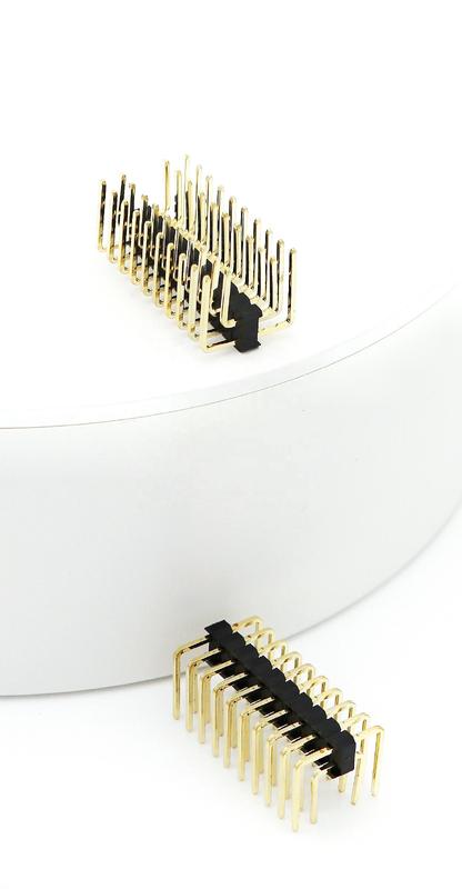 2.54mm Pitch Erkek Pin Header Çift Sıra Dik Açılı PCB Naylon SQ0.64mm H2.5mm 2*1P-2*40P