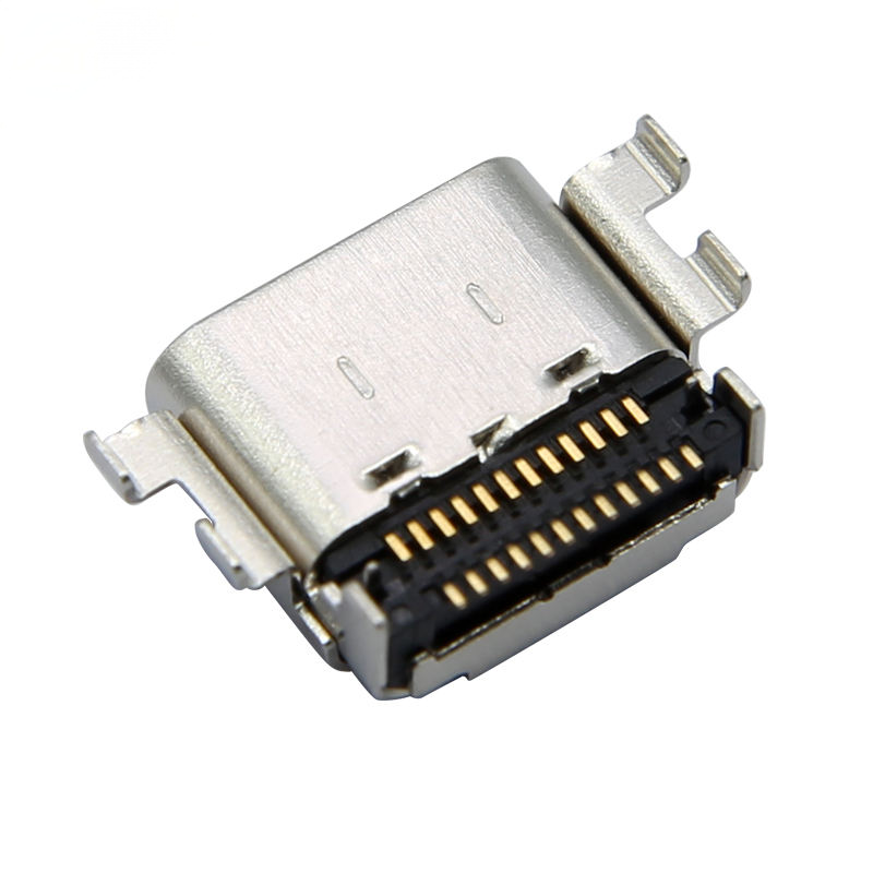 USB 3.1 Type C 24-Pin Female Connector with Gold Plating, 5A Current Rating, and Socket for High-Speed Charging Connectivity