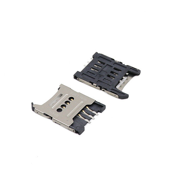 H1.5mm 1.8mm Mikro Sim Tutucu SMT Çevirmeli Tip 6P Mikro Sim Soket