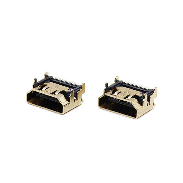 UL94V-0 HDMI Kablo Konnektörleri 19 toplu iğneli tip a konektör SMT Tipi SGS Kulaksız