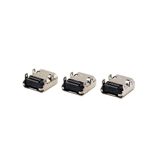 Altın Kaplama Mikro HDMI Kablo Konnektörleri 19 toplu iğne DIP+SMT d tipi dişi konnektör