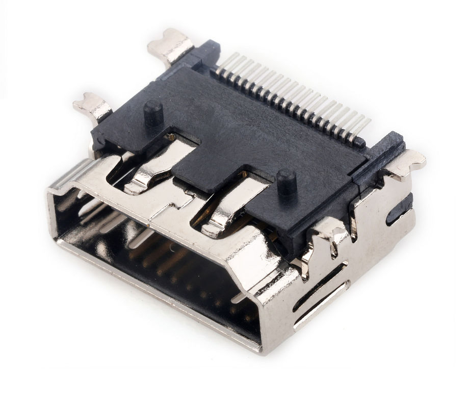 Yatay HDMI PCB Soketi Dişi SMT Tip A Konnektör 10000 Döngü