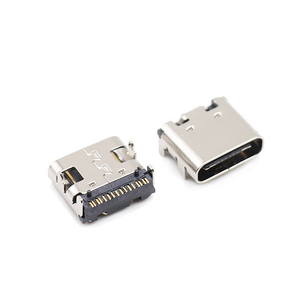 Dört Ayak Dip 16 toplu iğneli USB 3.1 Tip C Konnektörler Dişi Bağlantı Noktası SMT 10000 Döngü