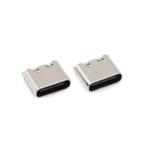 USB Dişi Tip C Konnektörler 6 toplu iğneli 180 Derece Dip 3.1mm UL94V-0 Muhafaza