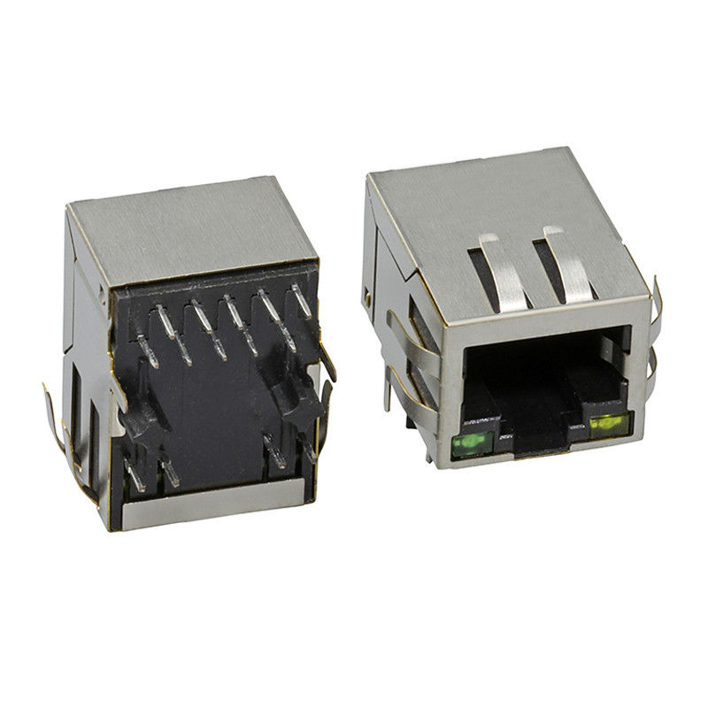 Filtre Ethernetli Tek Bağlantı Noktalı Sekme Aşağı 8 toplu iğneli Dişi RJ45 PCB Konnektörü